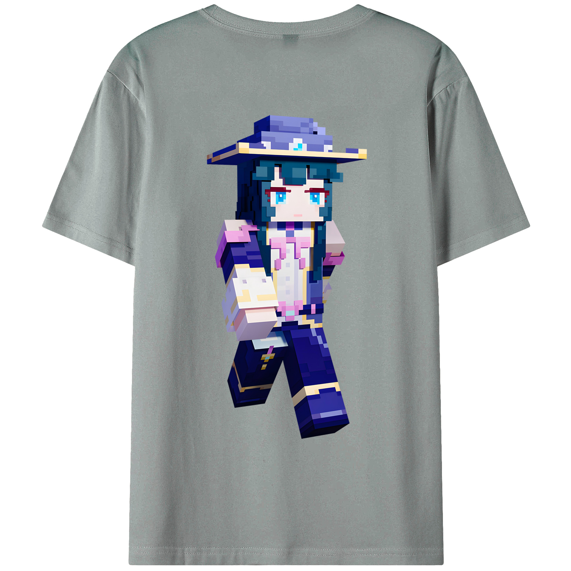 （画像用） マインクラフト ブロックの世界 Minecraft MC Block world 綿100％ メンズ半袖Tシャツ（バックプリント） 通気性